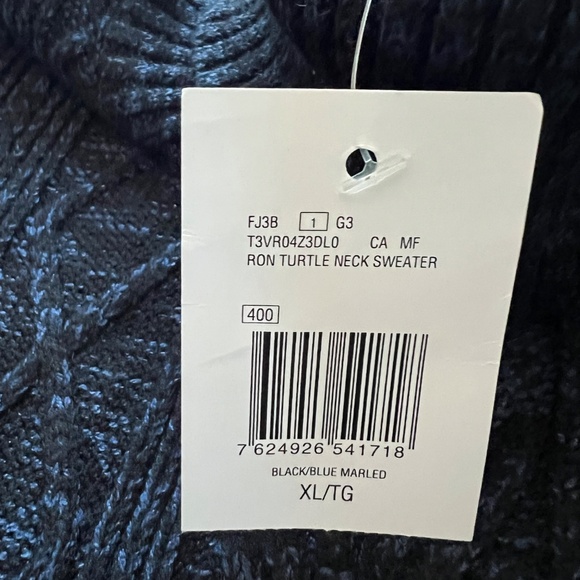 NWT GUESS Men's Ron Turtleneck Knit Sweater Size XL Black Blue Marbled MSRP $98 - Picture 9 of 14